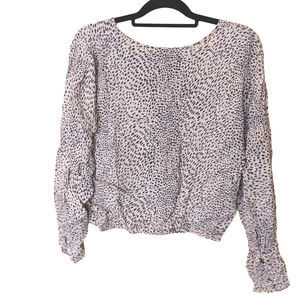 Wishlist Apparel Size M/L Medium Large Animal Print Purple Long Sleeve Blouse